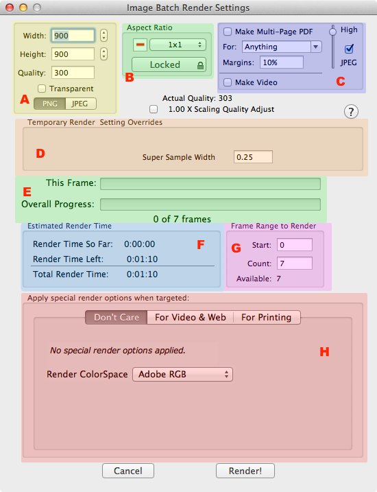 Image Batch Render panel sections