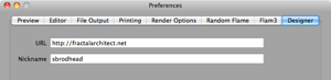 Designer information Preferences panel