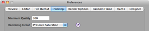 Printing Preferences panel