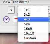 Aspect ratio menu