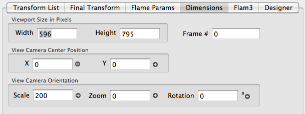 Dimensions panel