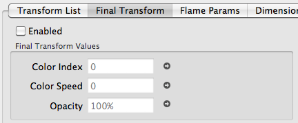 Final Transform panel