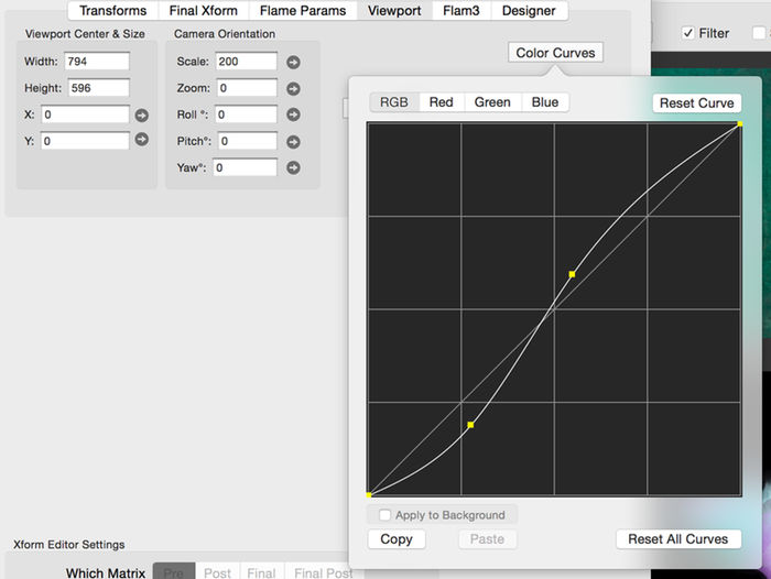 Viewport panel Color Curves Editor