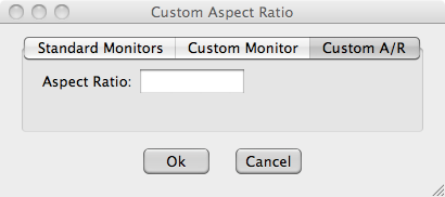 Aspect ratio Custom aspect ratio panel