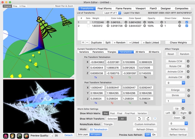 Transform editor window-- Tetrahedron editing