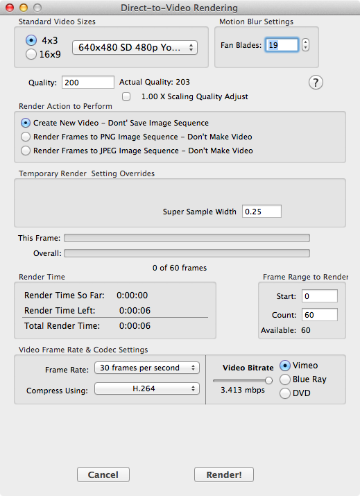 Render direct to video subpanel